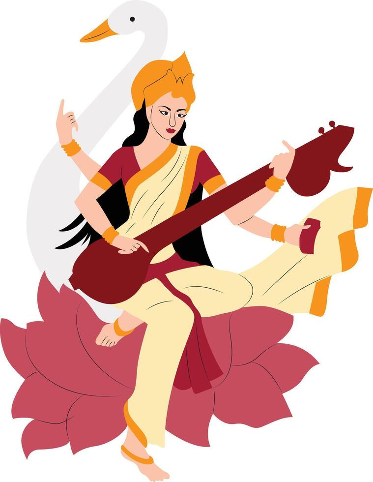 Goddess Saraswati for Vasant Panchami Puja of India vector