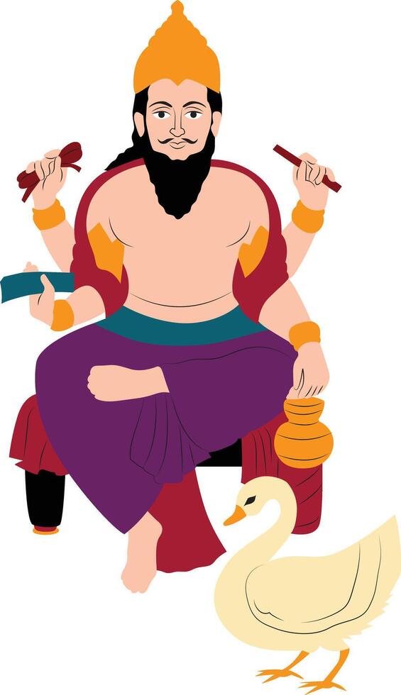 Indian god Brahma and Hamsa vector
