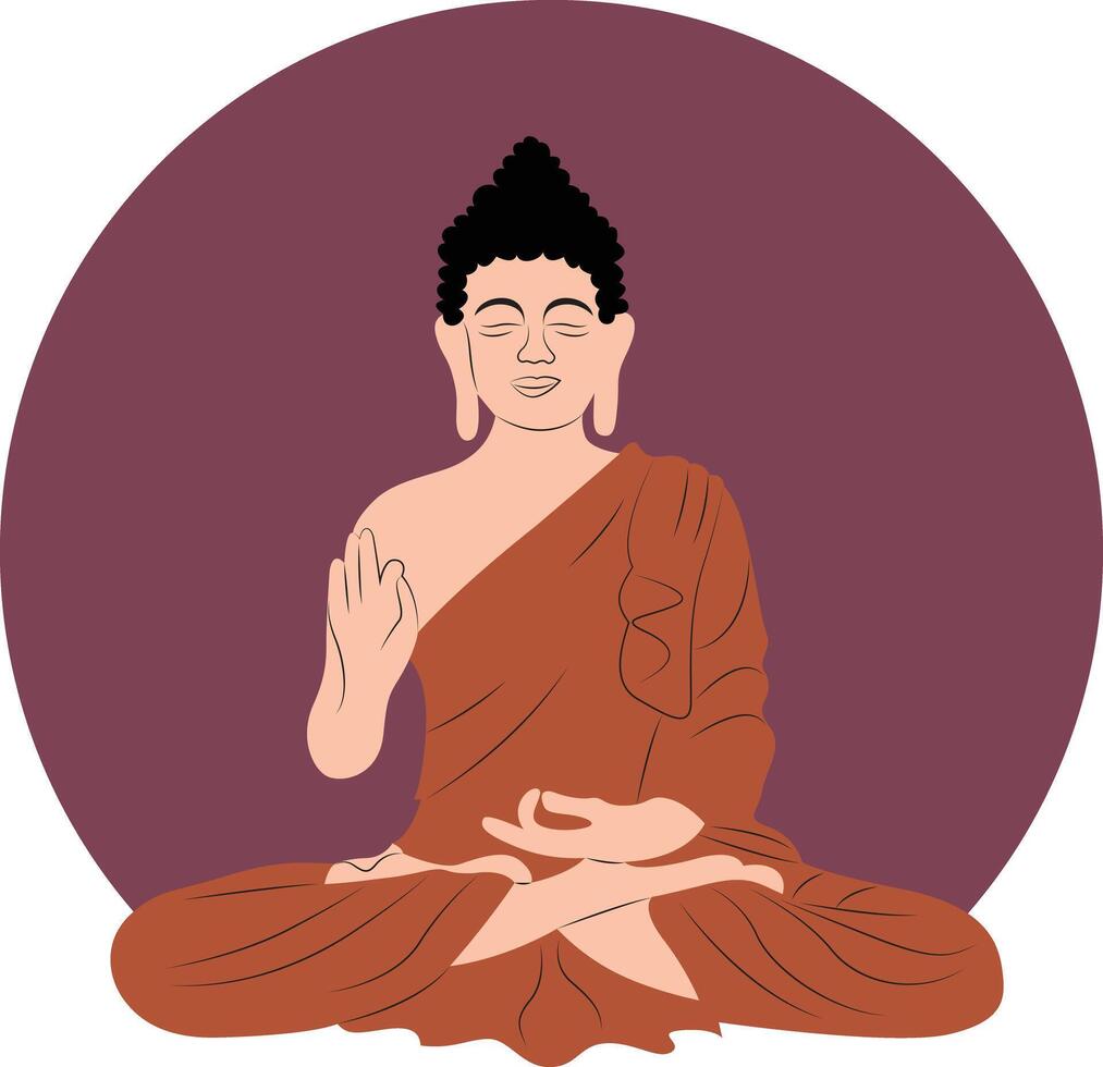 Lord Buddha in meditation for Buddhist festival of Happy Buddha Purnima Vesak vector