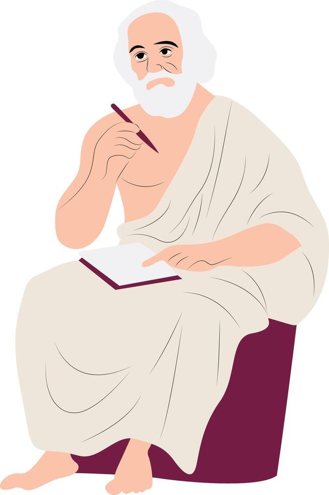 Hesiod thinking and writing vector