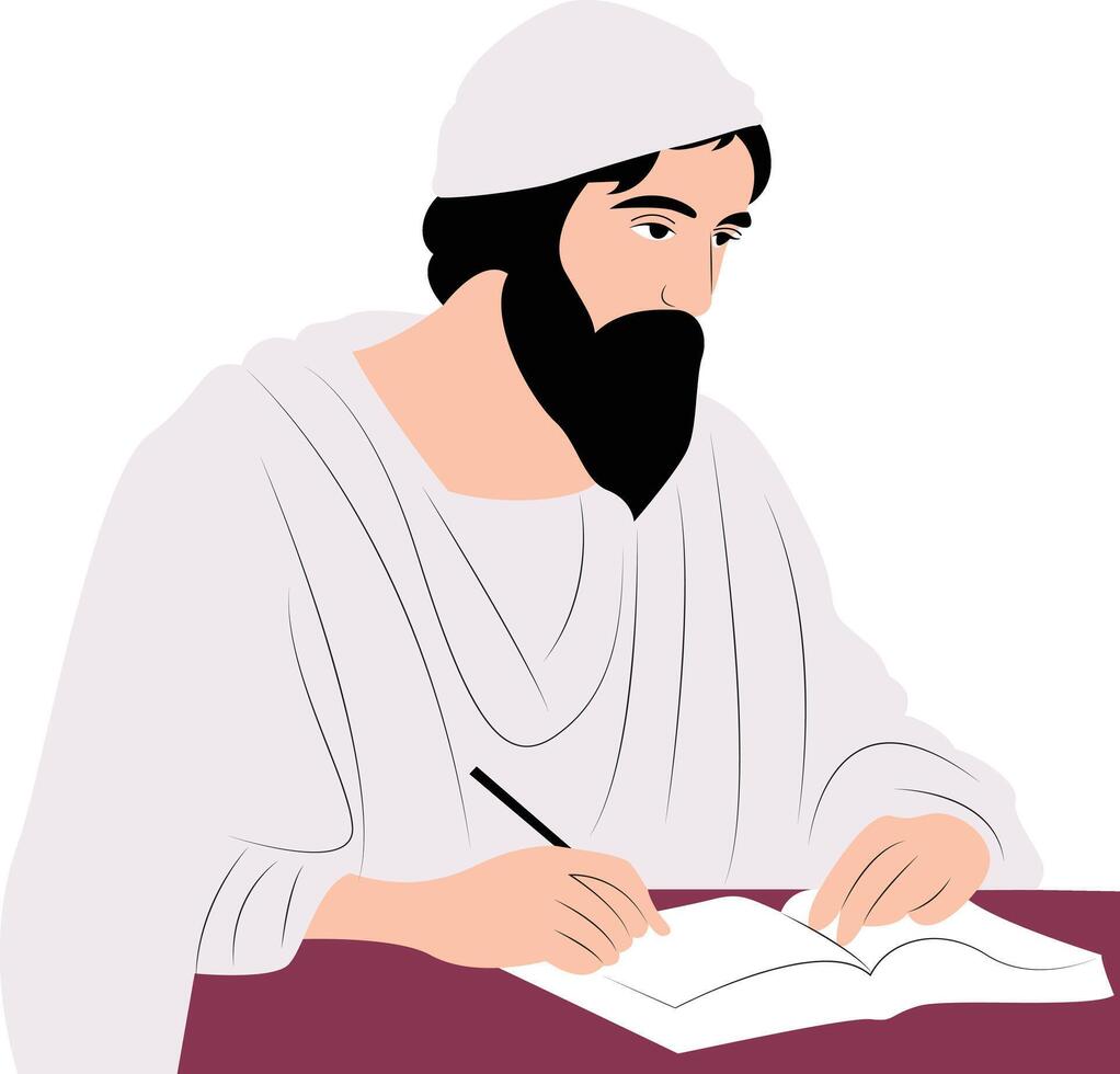 Philo of Larissa thinking and writing Portrait vector