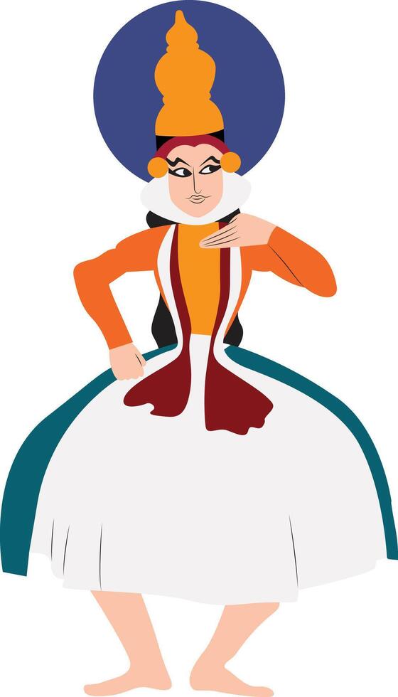 Man performing Kathakali classical dance of Kerala, India vector