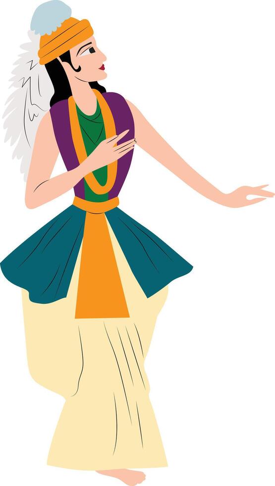 man performing Manipuram classical dance of Manipur, India vector