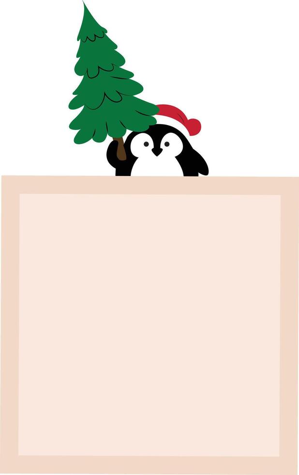 Square decorated with penguins and pine trees vector