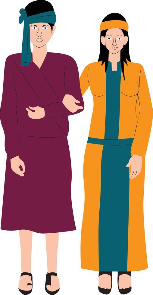 Mizo wedding couple in traditional costume of Mizoram, India vector