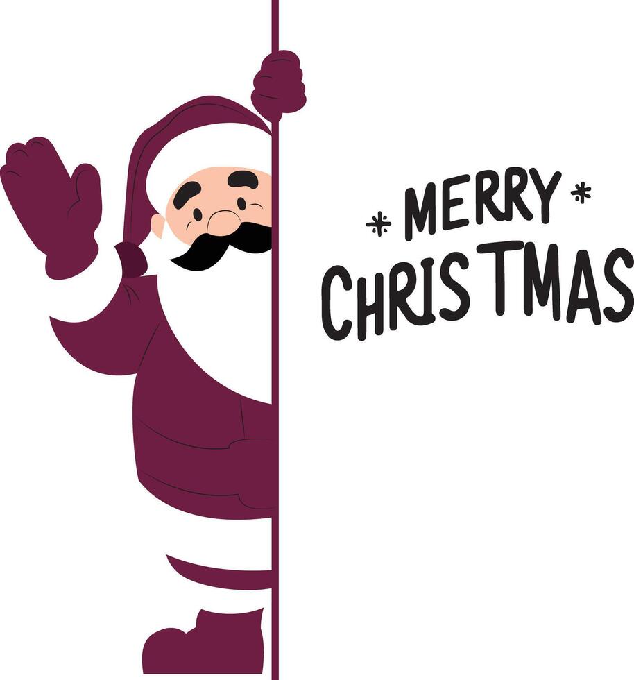 Santa waving from behind a wall vector