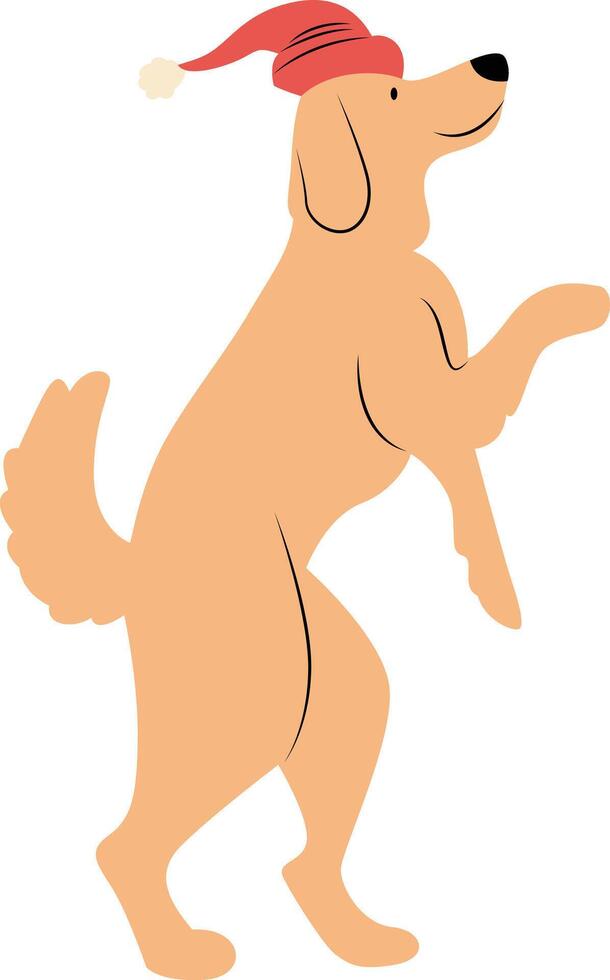 A cartoon dog wearing a santa hat vector