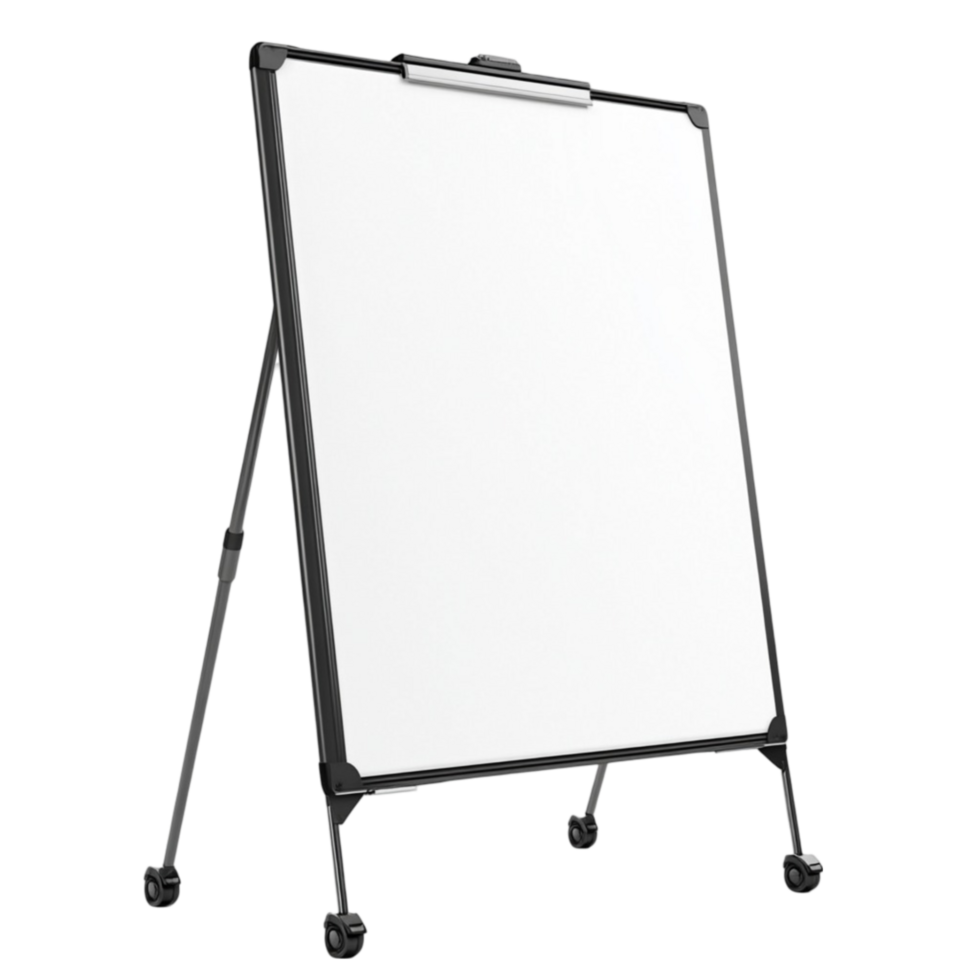 Whiteboard with Black Frame on Stand png