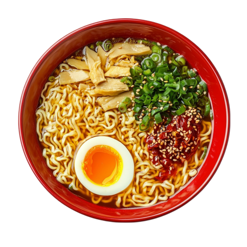 ramen tallarines con huevo y verde cebollas png