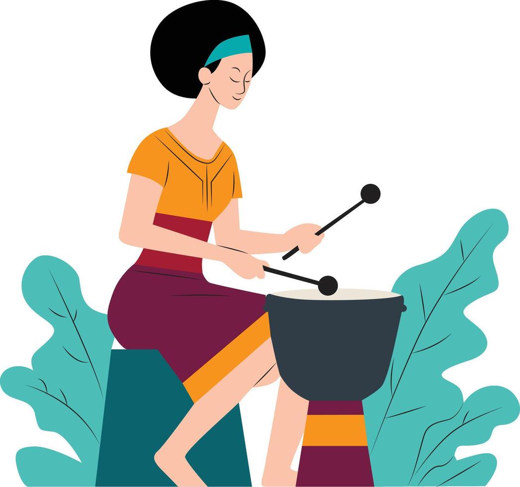 Kwanzaa a person playing African drums vector