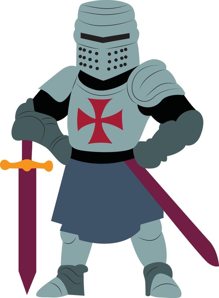 medieval templar knight standing vector