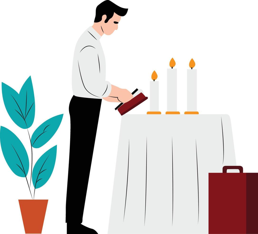 Feast of the Immaculate Conception a person lighting a candle at a church altar vector