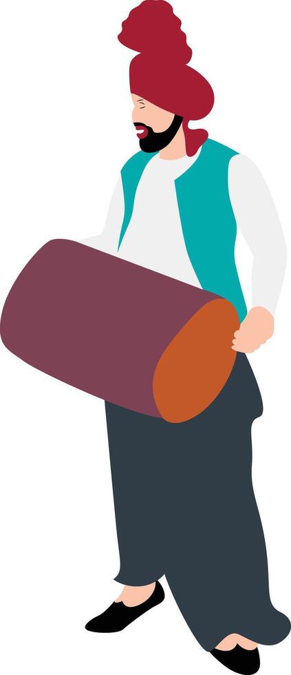 Sikh doing Bhangra, folk dance of Punjab, India vector