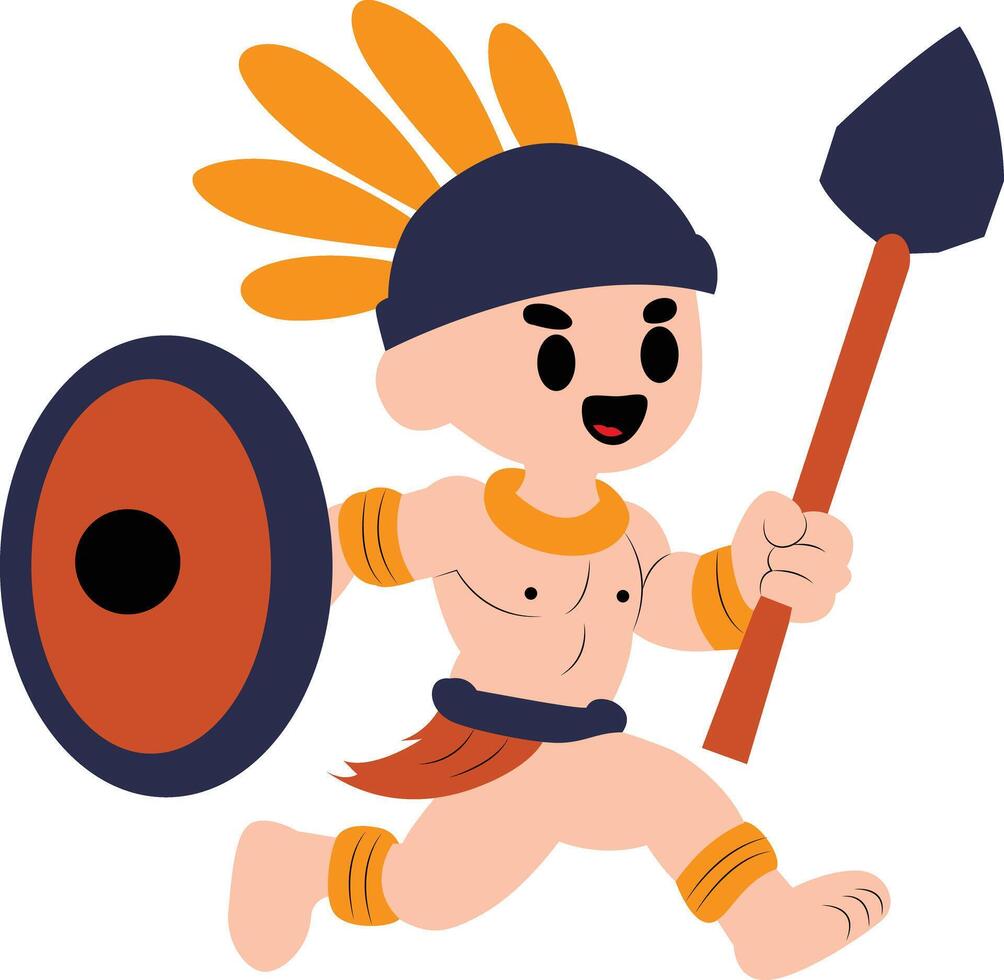 African zulu tribal warrior with shield and mace vector