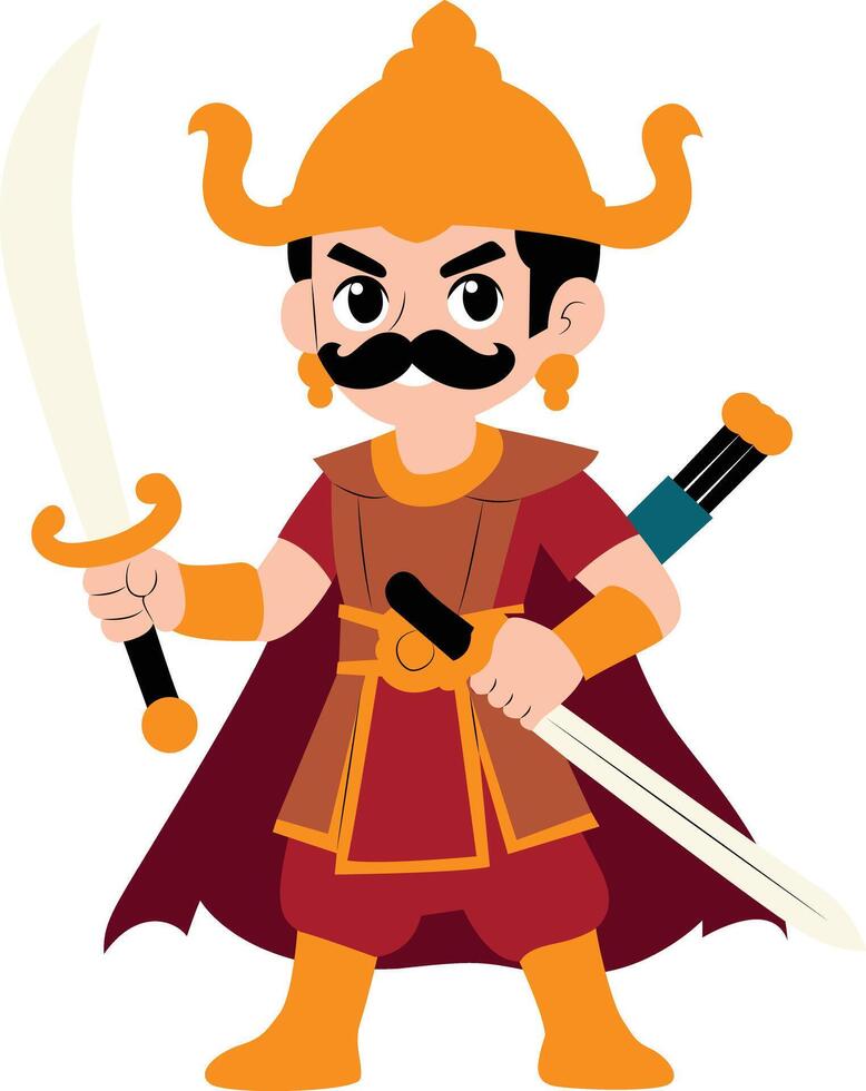 ancient Burmese warlord holding sword vector