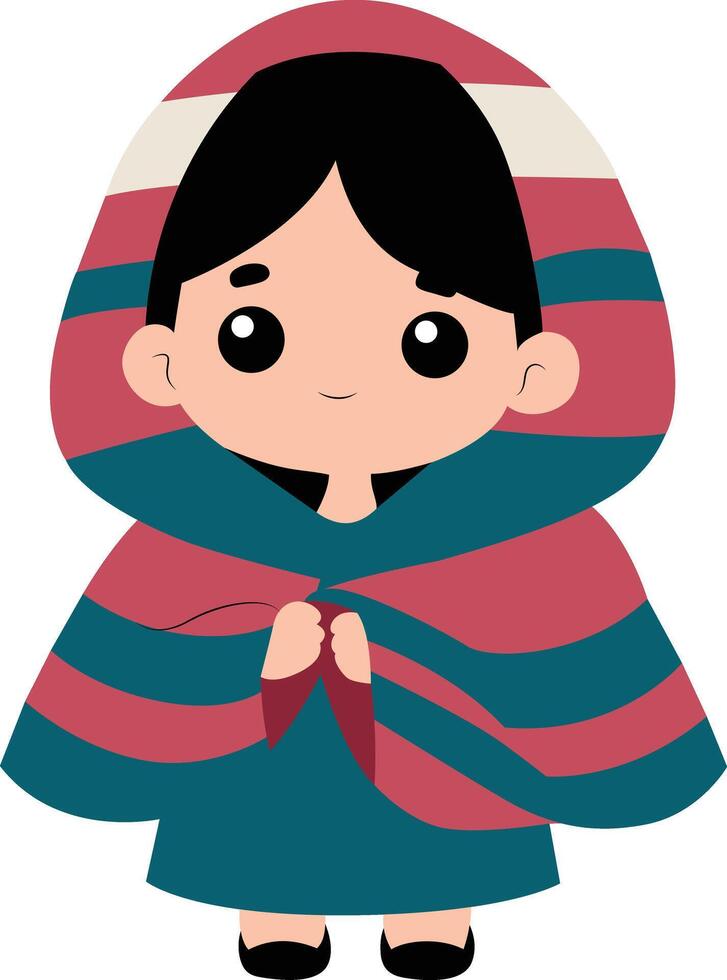 a child wearing a rebozo traditional shawl vector