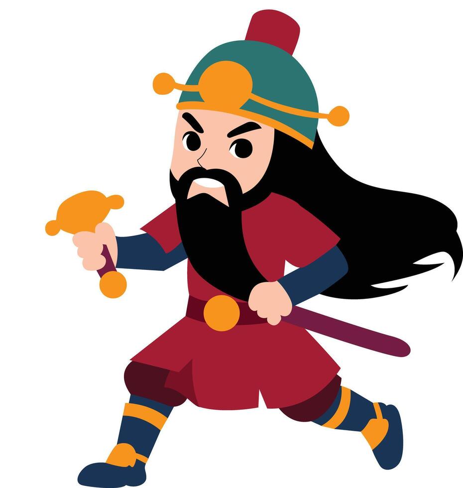 Chinese general Guan Yu holding The Blade vector