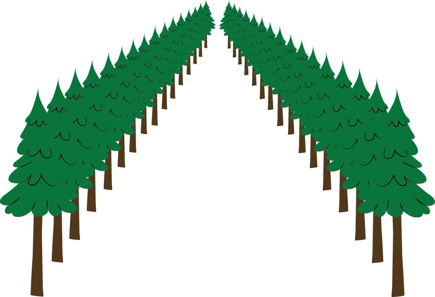 A line of trees with a white background vector