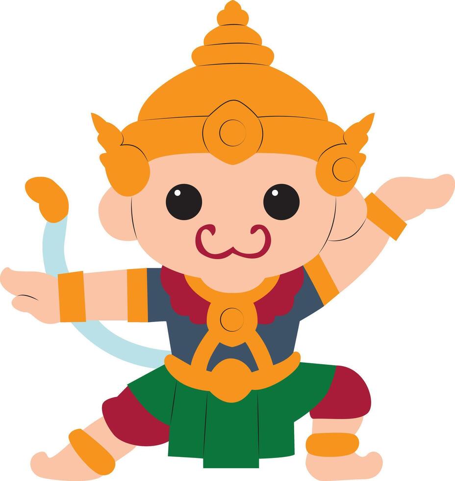Khon Thai Hanuman performing cartoon vector