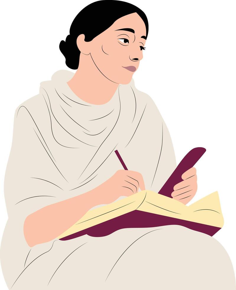 Phintys of Sparta thinking and writing portrait vector