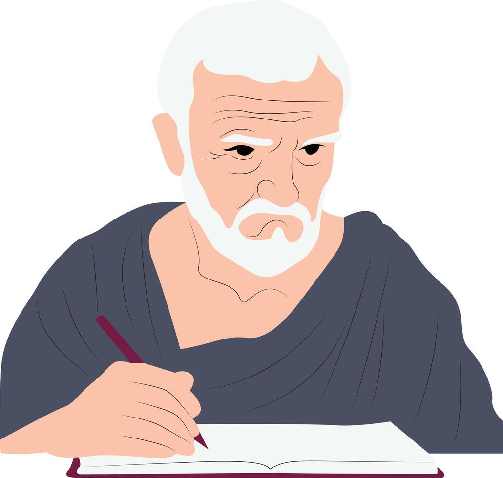 Menaechmus thinking and writing Portrait vector