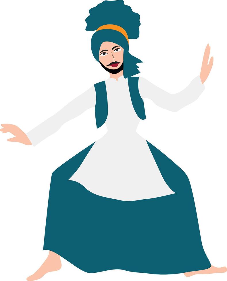 man performing Bhangra folk dance of Punjab, India vector