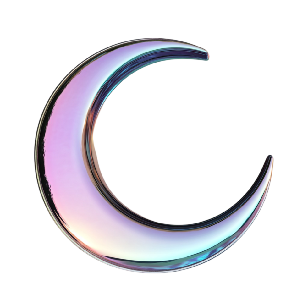 Crescent Moon with Rainbow Colors png