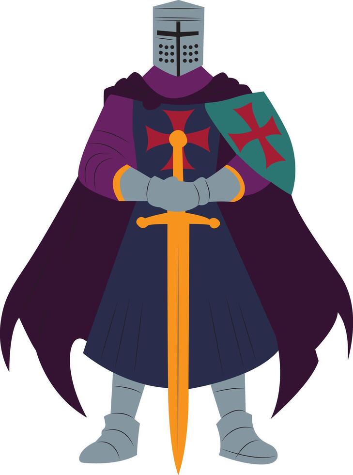 medieval templar knight standing vector