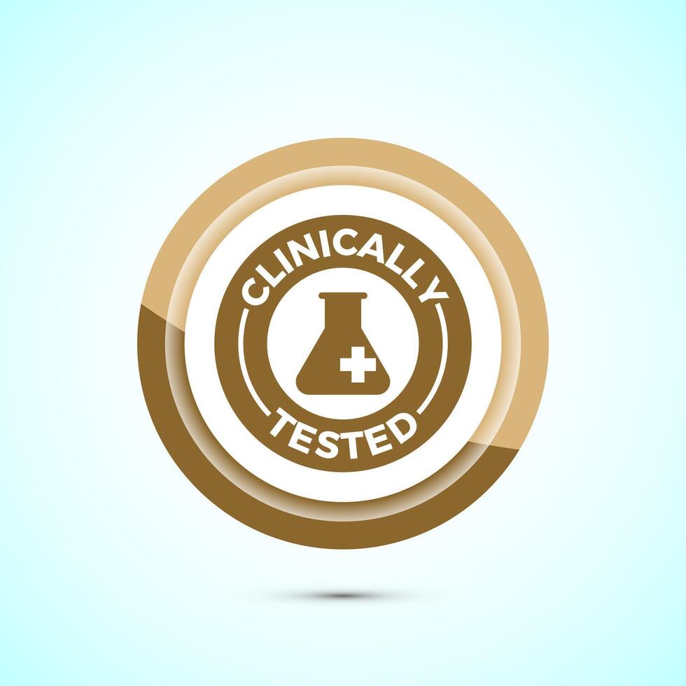 Clinically tested icon design illustration, Clinically proven label sign, Gold Color Button Design vector