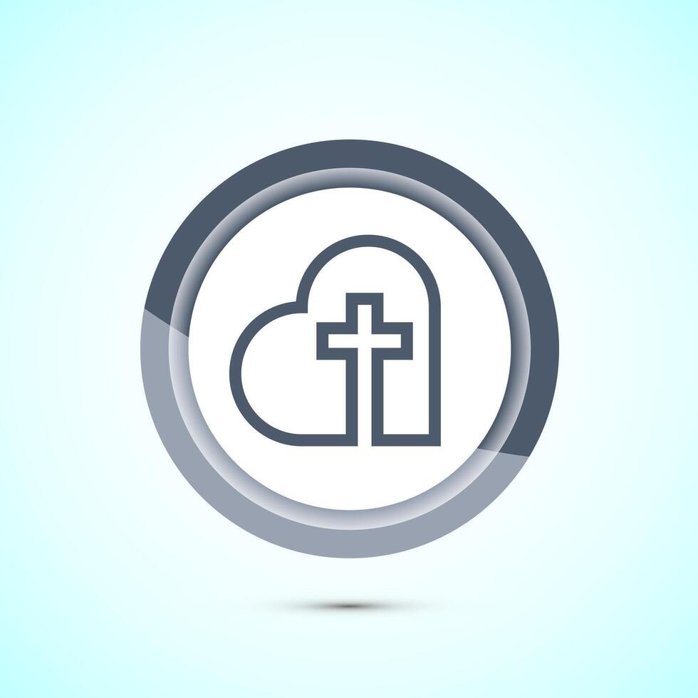 Christian cross icon design illustration, Religion sign. Holy cross logo symbol, Gray color button design vector
