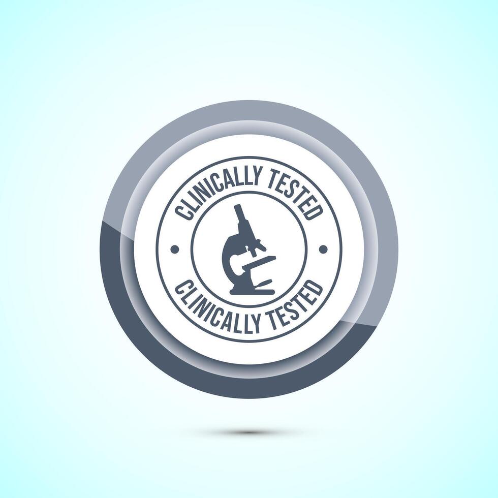 Clinically tested icon design illustration, Clinically proven label sign, Gray Color Button Design vector