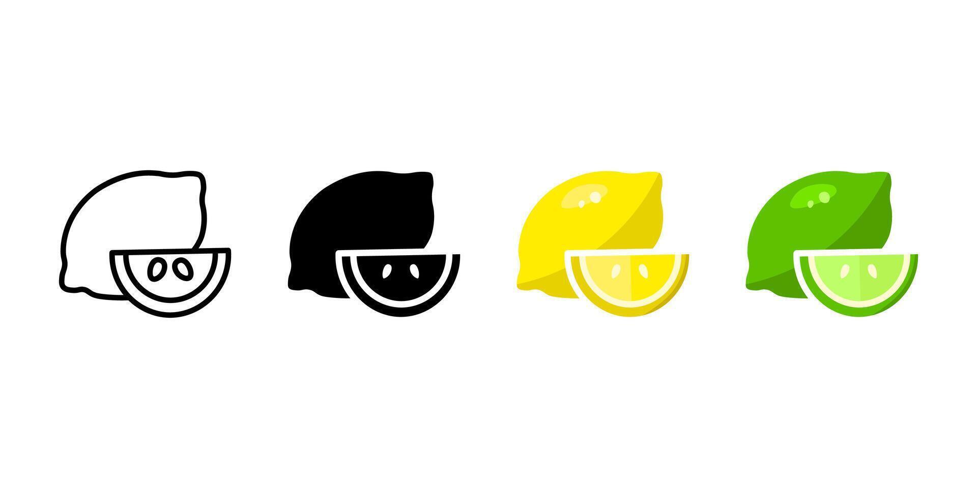 Lemon yellow color icon. Lime green symbol. Exotic and tropical citrus illustration. Fresh sour fruit pictogram. vector