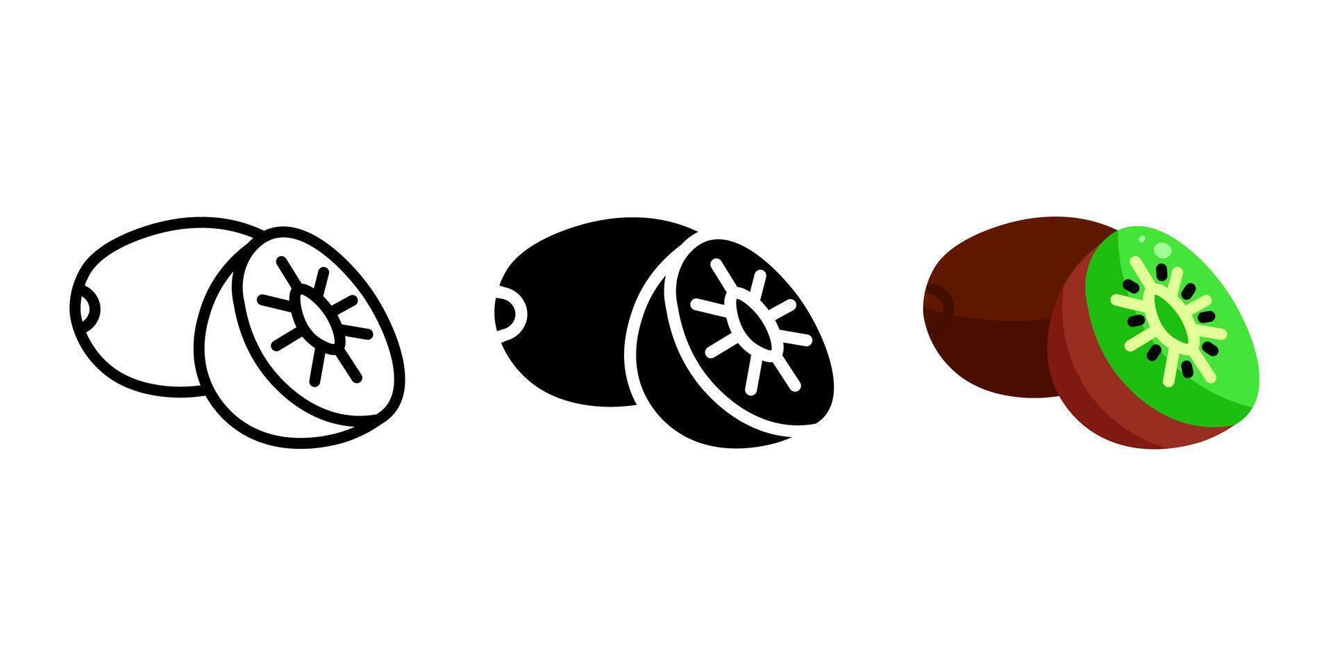 Kiwi green color icon. Half kiwi fruit symbol. Exotic sour fruit illustration. Tropical fruit seed sign. Summer pictogram. vector