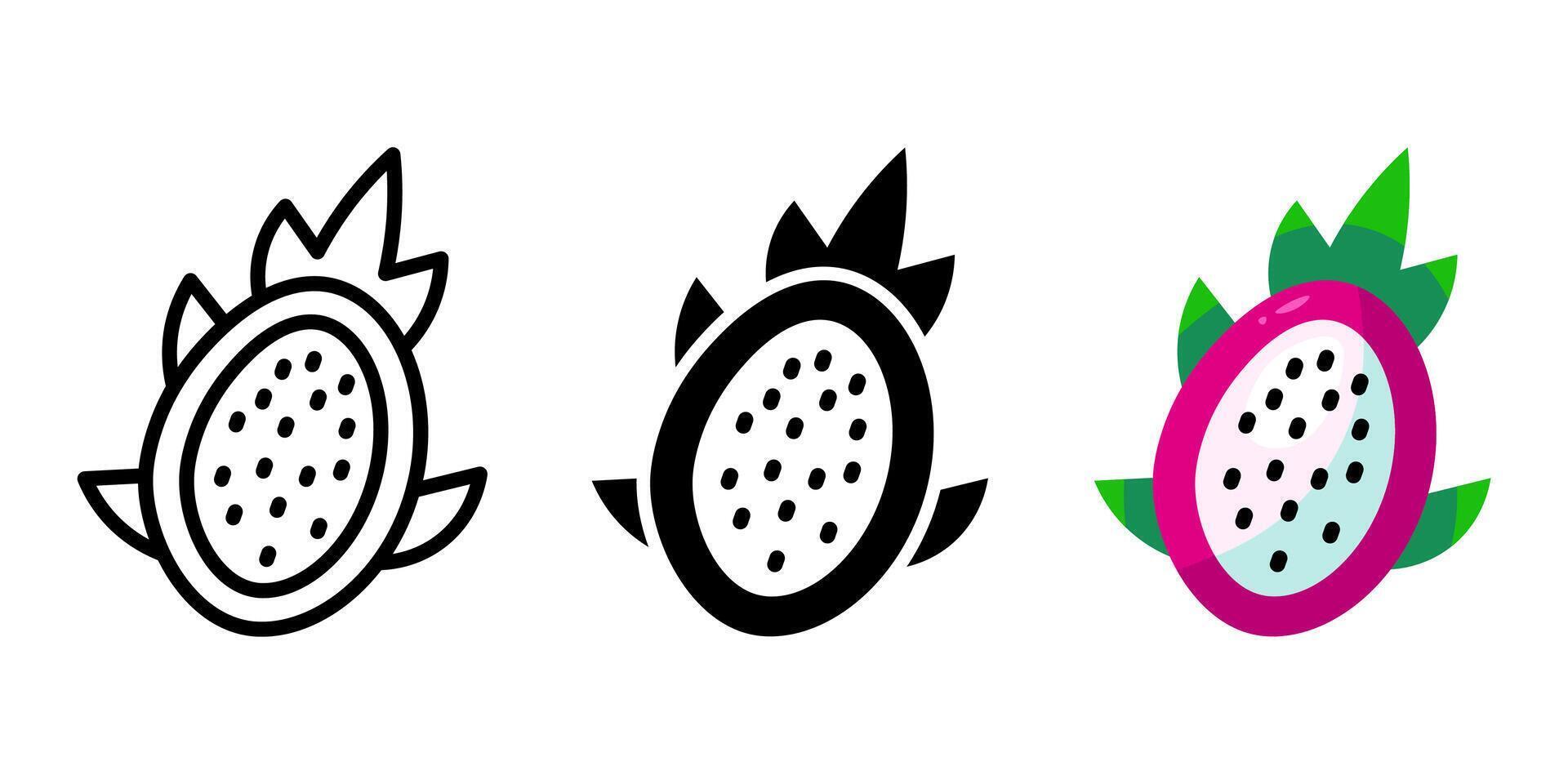 Pitaya pink color icon. Half dragon fruit symbol. Exotic pita illustration. Tropical fruit sign. Summer pictogram. vector