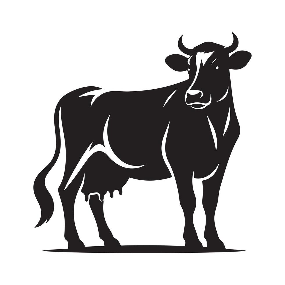 Simple and Clean Cow Silhouette Vectors for Custom Graphic Use