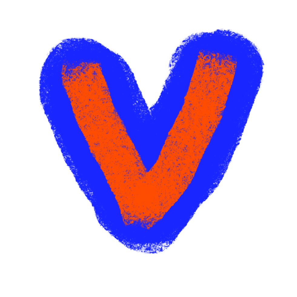 The Letter V in Textured Roller Brush Art png