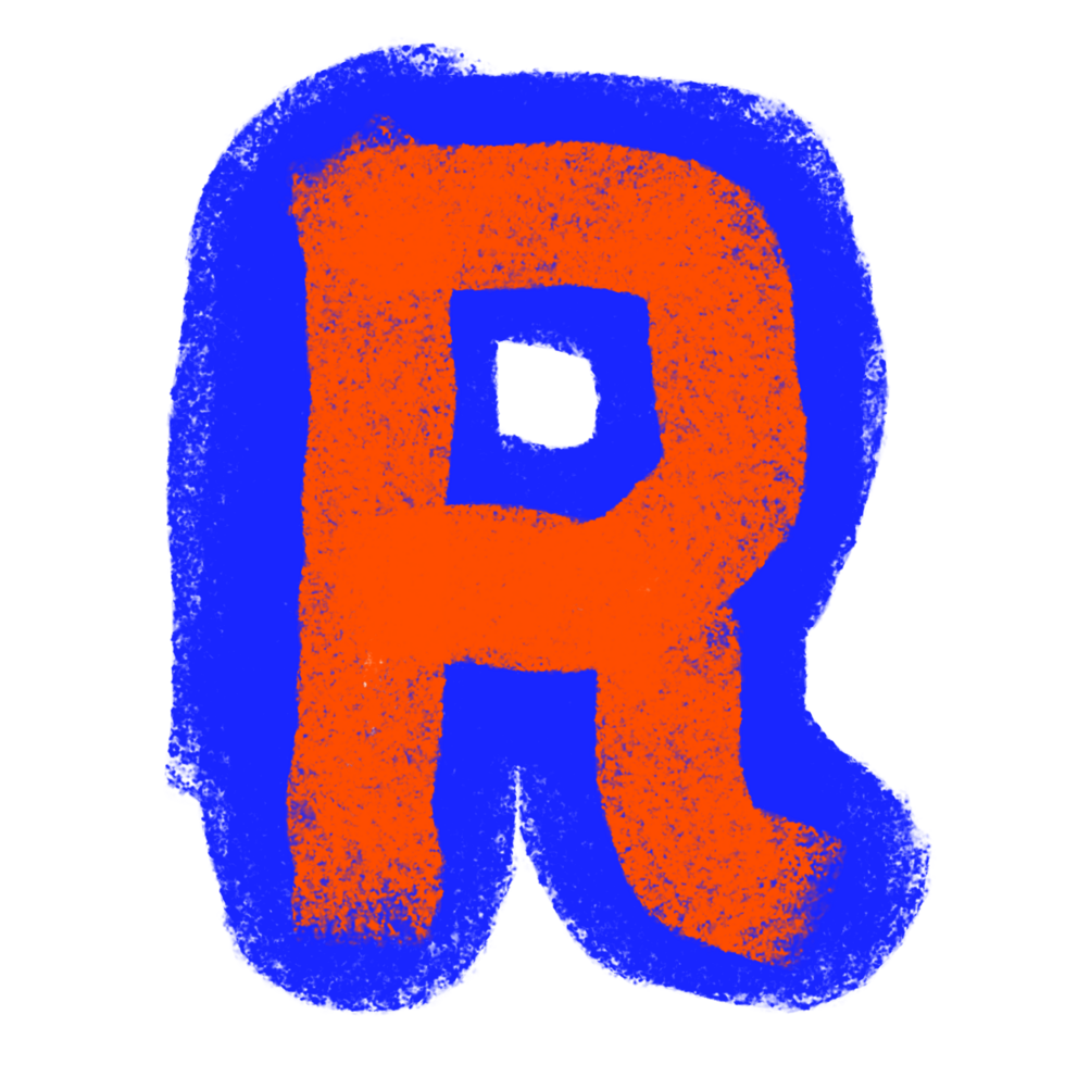 The Letter R in Textured Roller Brush Art png