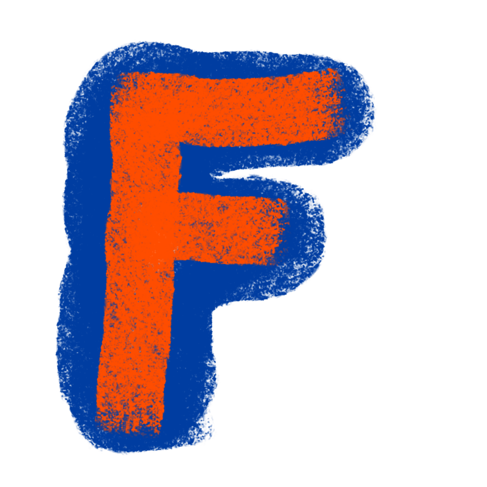 The Letter F in Textured Roller Brush Art png
