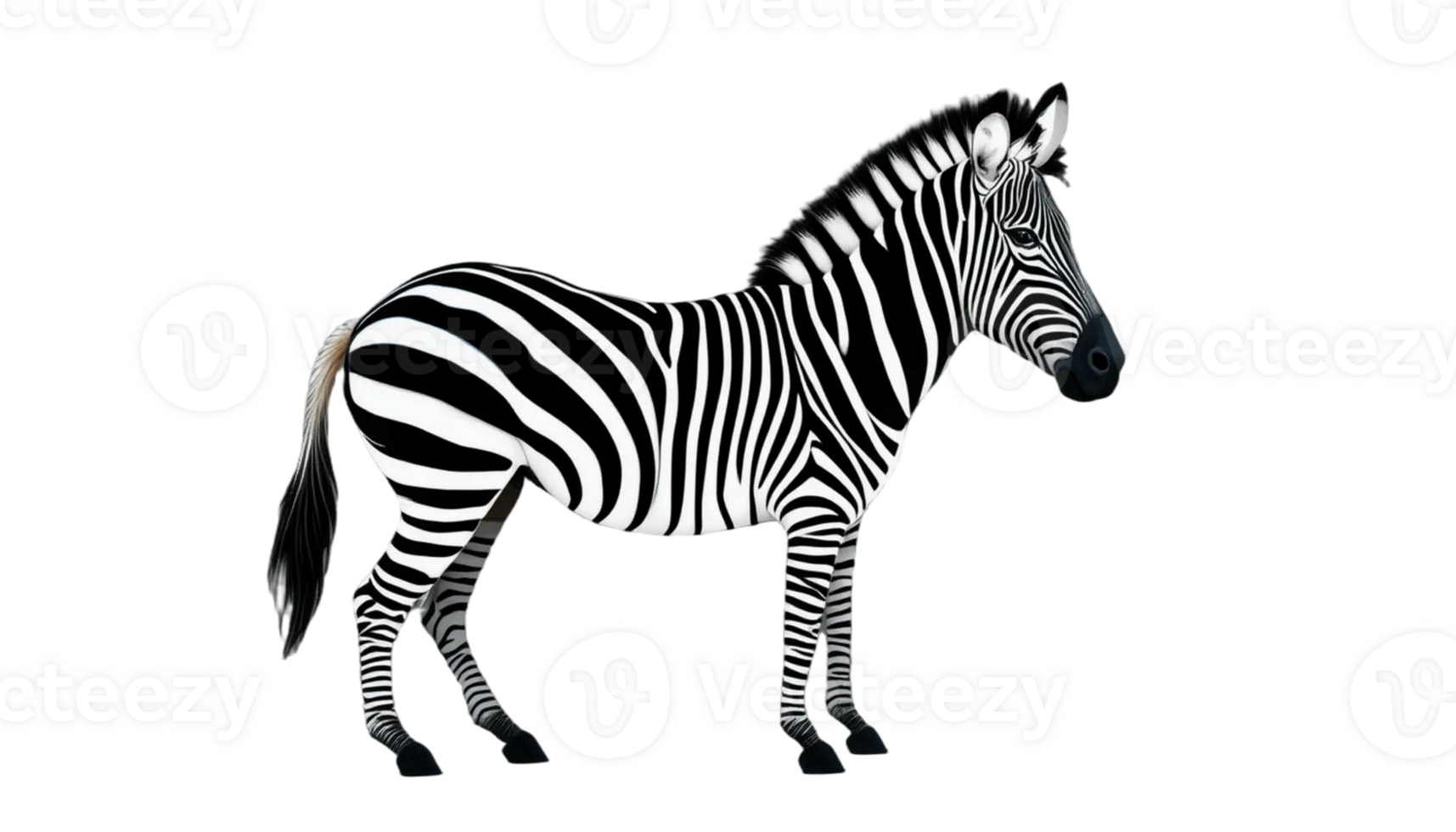Striped Zebra. Elegant Profile in Monochromatic Style png