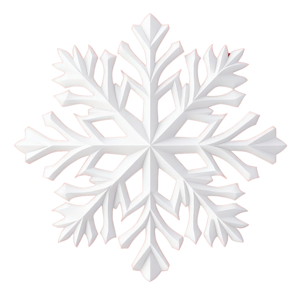 detailed white snowflake design with intricate patterns and sharp edges, perfect for winter themes and decorations png