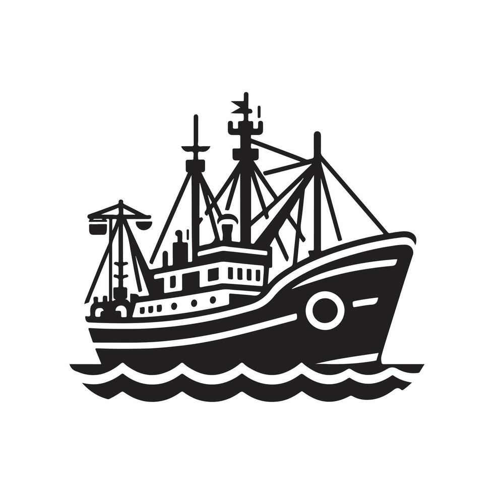 High-Quality Trawler Silhouette Vectors Files for Maritime Use