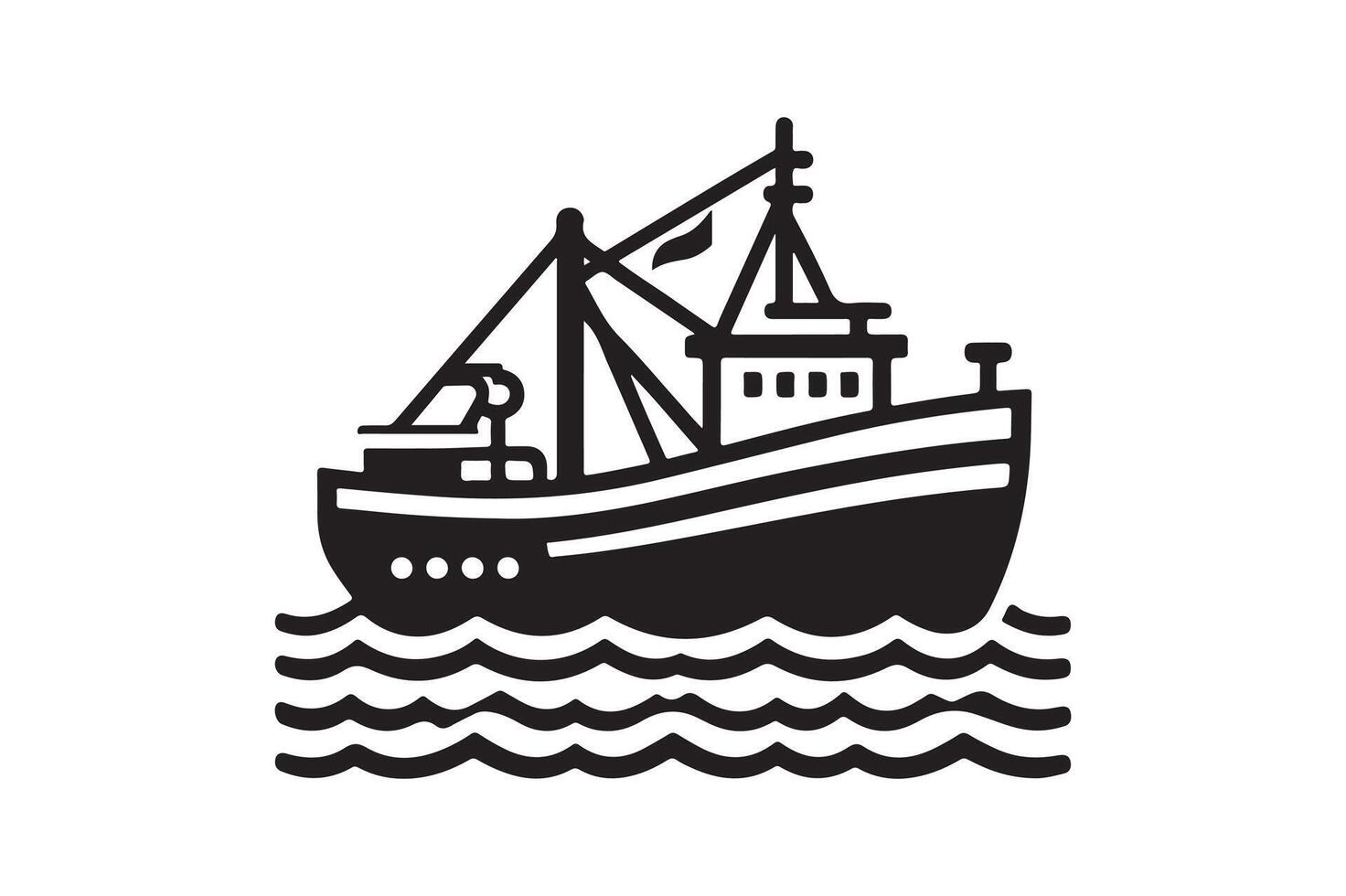 Trawler Silhouette Vectors for Custom Sailing and Boating Designs