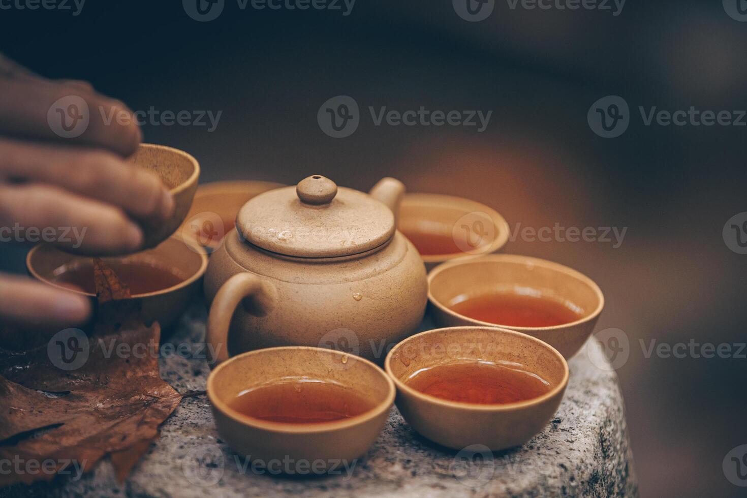 The Art of Ceremonial Tea Pouring Amidst the Beauty of Natures Scenic Landscapes photo