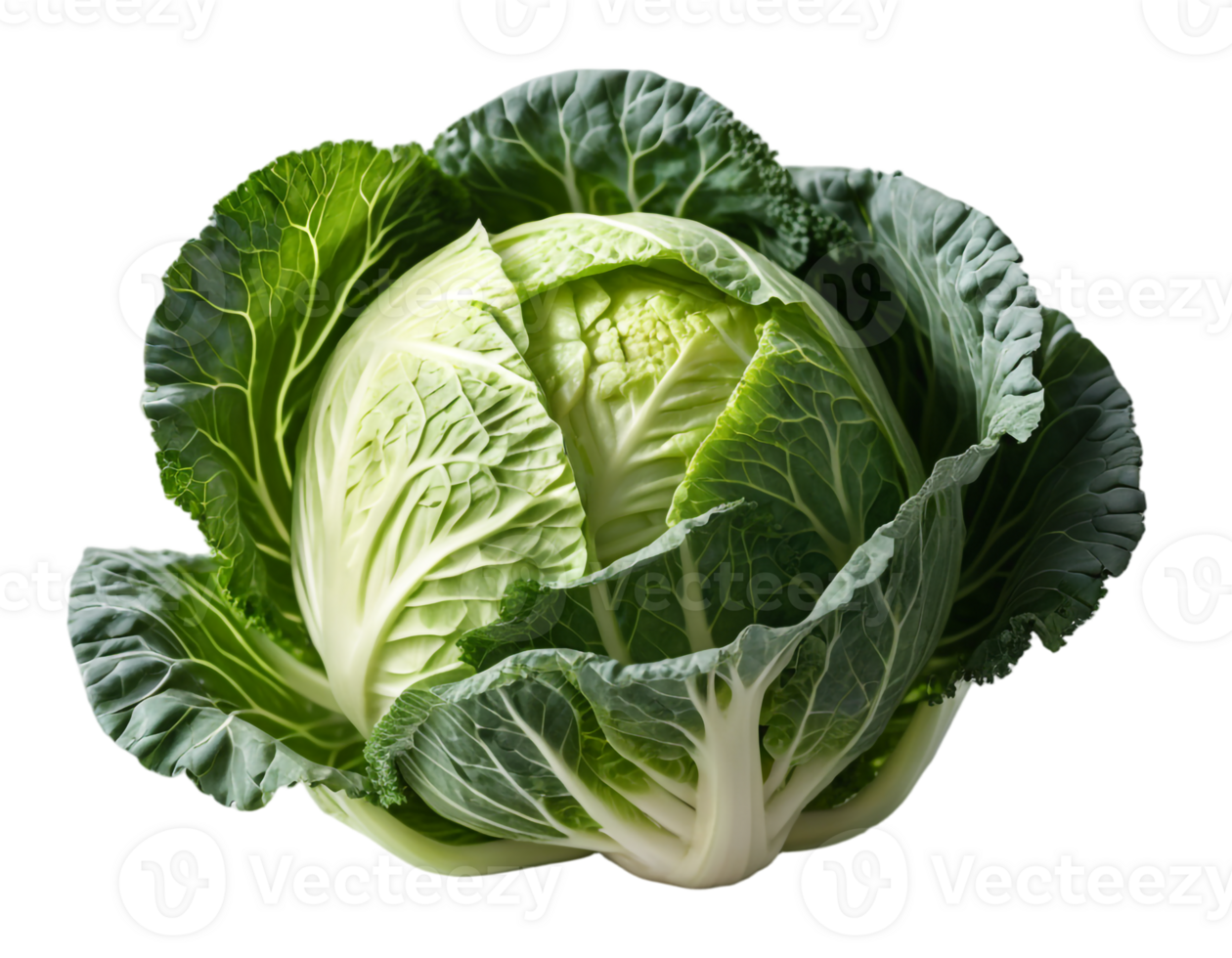 Fresh Green Cabbage Isolated on Transparent Background. png