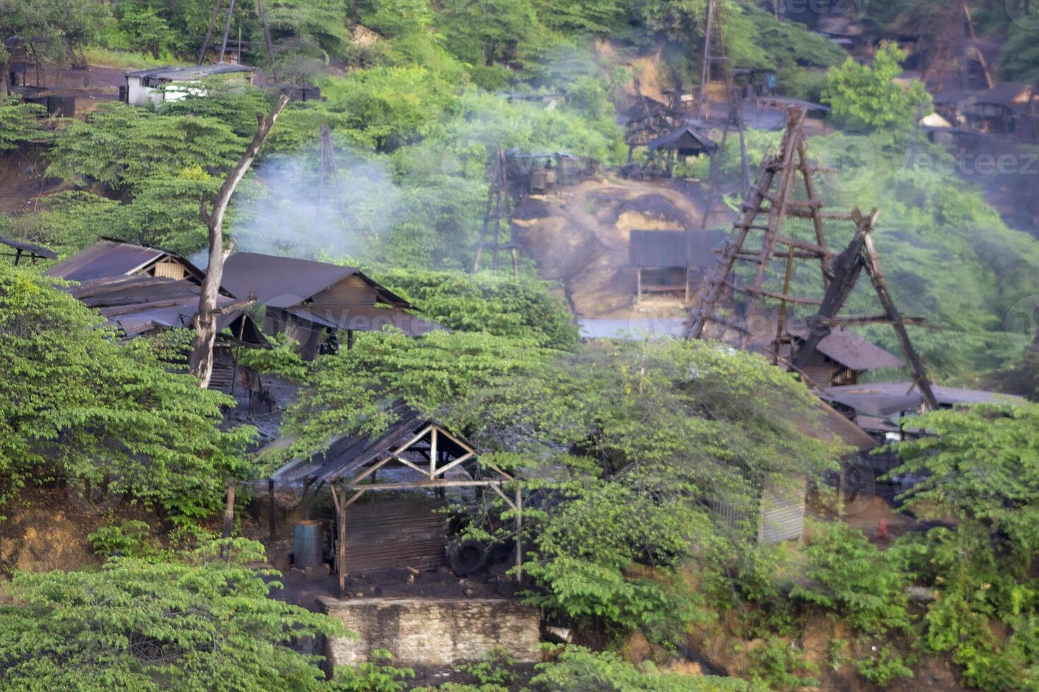 Some rustic building at Teksas Wonocolo, a petroleum geoheritage located in Bojonegoro, East Java. This place offers views of old oil mining wells managed by the community in a traditional way. photo