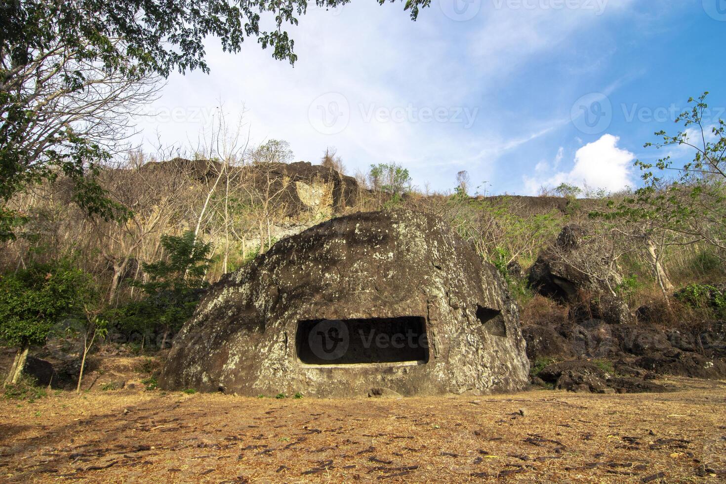 The beauty of Selomangleng Cave, a cultural heritage of an artificial cave which is estimated to have been made in the 10th century at the beginning of the Majapahit kingdom in Tulungagung, East Java. photo