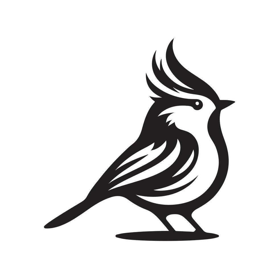 Crested Tit Bird Silhouette Vectors Art for Wildlife and Nature Collages