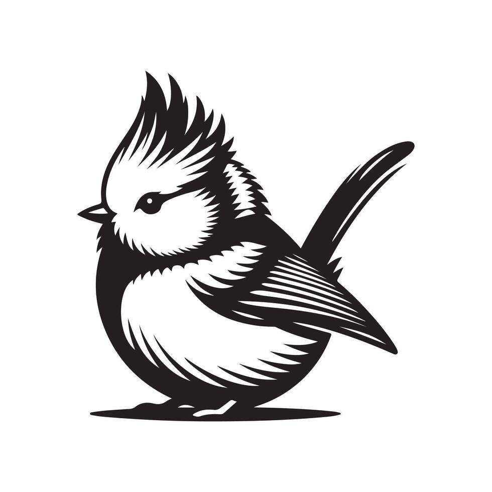 High-Quality Crested Tit Bird Silhouette Vectors for Educational Resources