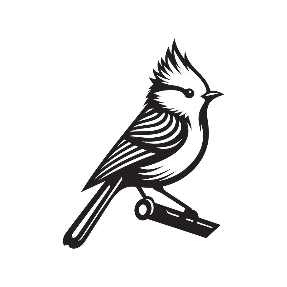 Stylish Crested Tit Bird Silhouette for Digital and Print Advertising vector
