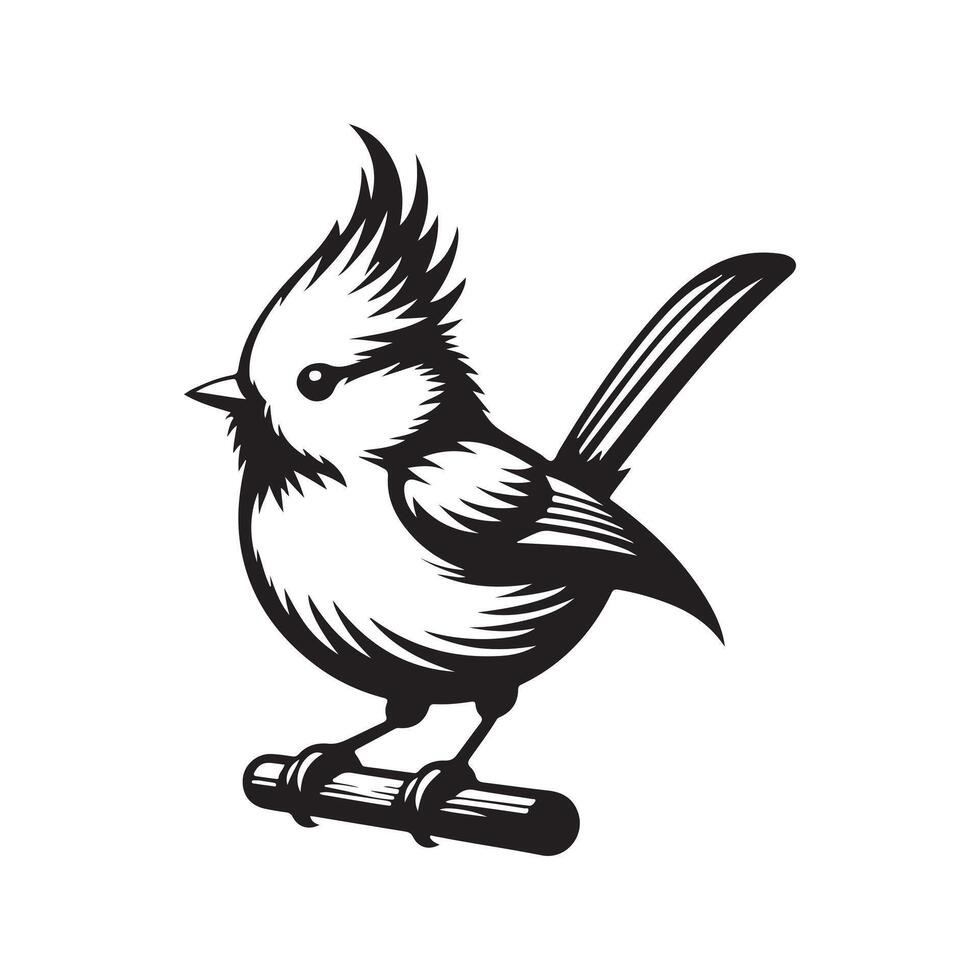 Custom Crested Tit Bird Silhouette Vectors Pack for Digital and Print Use